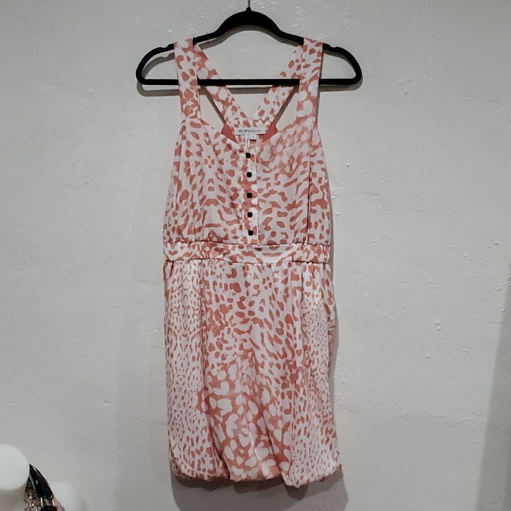 BCBGeneration Cute Pink & White Leapord Print Dress wirh Pockets Size S